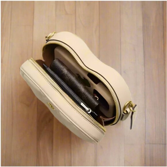 Coach Quilted Leather Heart Crossbody Small Shoulder Bag Ivory Brass CE725 Nappa - Picture 6 of 14